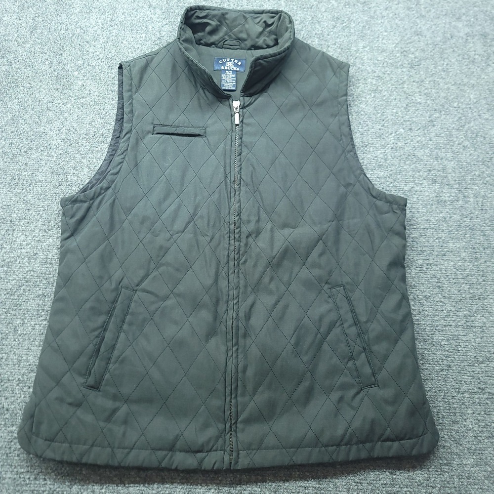 Cutter & Buck Womens Quilted Vest Green Full Zip Diamond Quilt Medium RN 83093